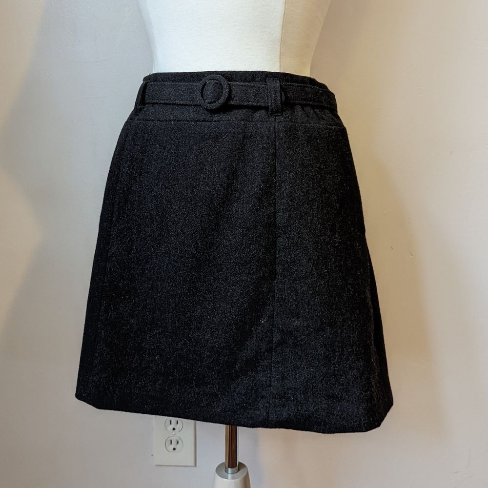 Vintage Charcoal Gray Wool Mini With Belt- 28" Waist
